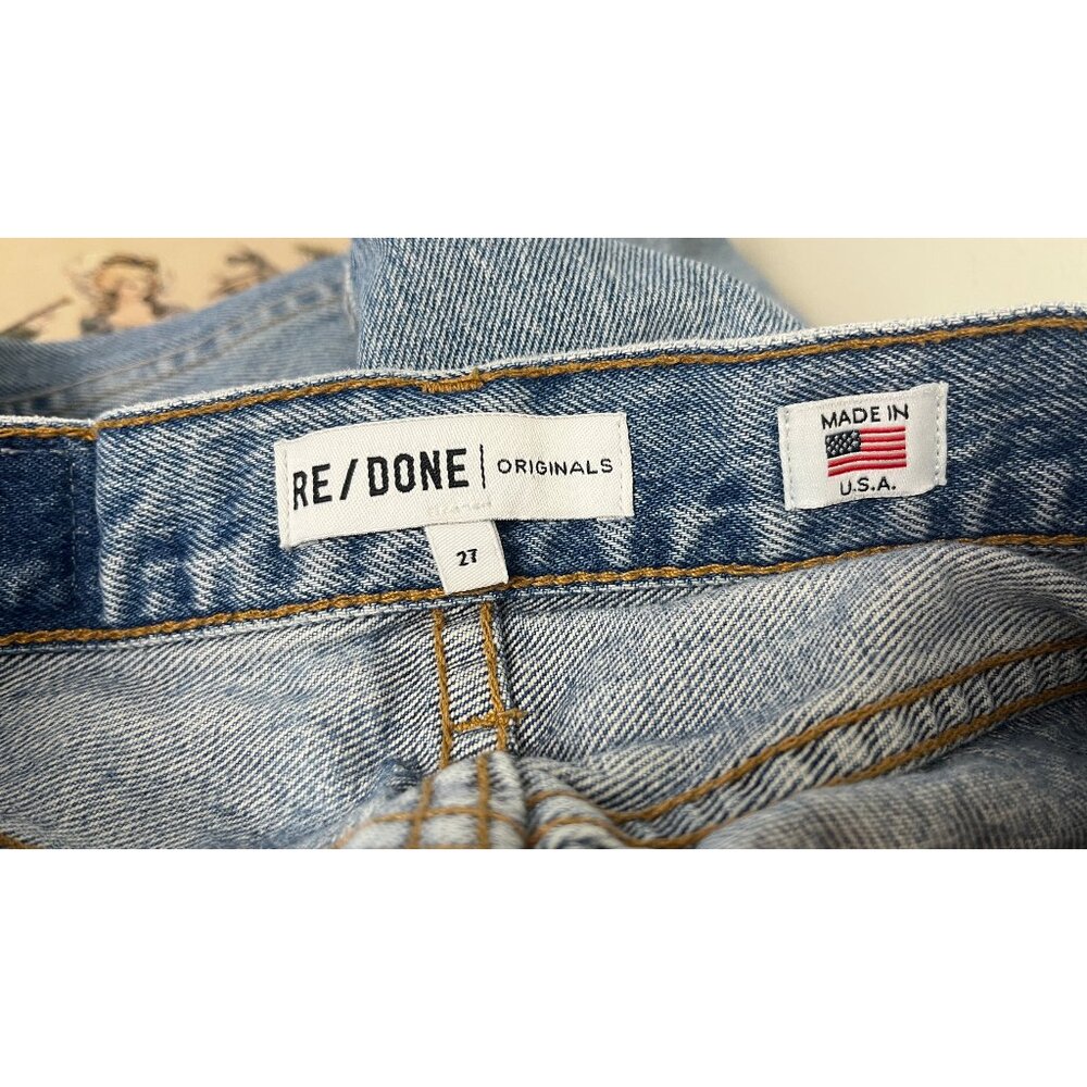 RE/DONE LEVIS VINTAGE DENIM PERFECTLY WORN CROPPED JEANS 27 - Picture 7 of 8